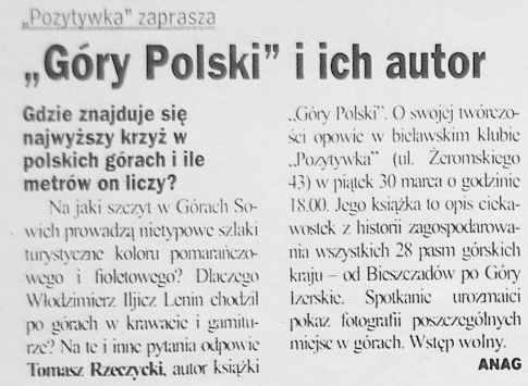 Zapowiedź z prasy dzierżoniowskiej.