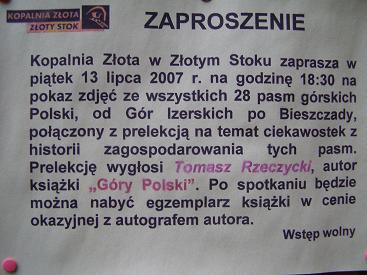 Zaproszenie na prelekcję i pokaz zdjęć.